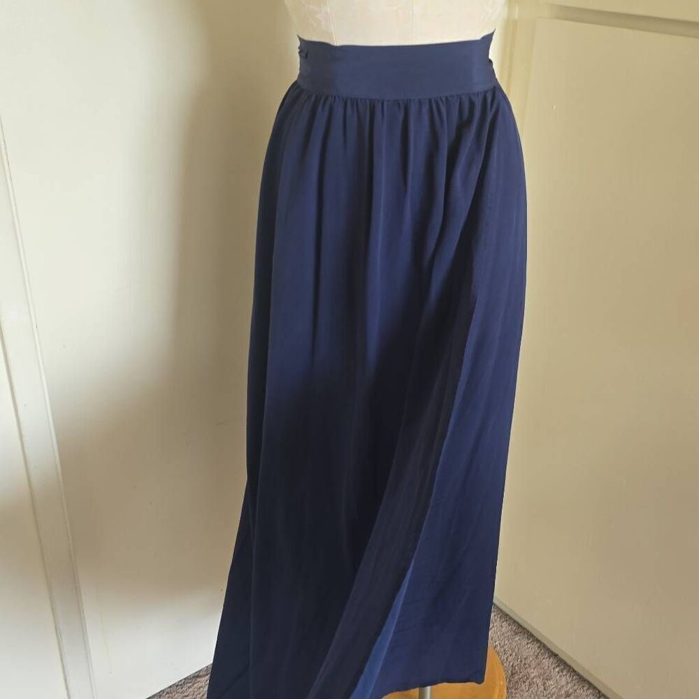 Paolita Navy Maxi Skirt with Gathered Waist - Picture 2 of 8